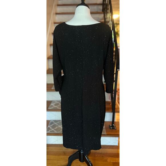 Black Shimmer Faux Wrap / Side Knot Dress – XL - Picture 6 of 8